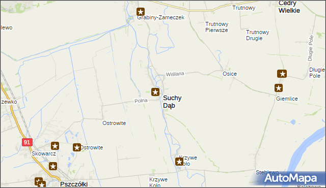 mapa Suchy Dąb, Suchy Dąb na mapie Targeo