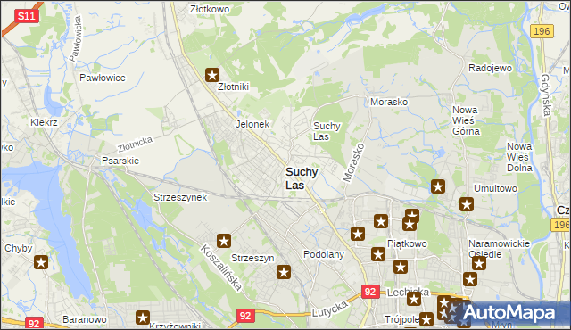 mapa Suchy Las powiat poznański, Suchy Las powiat poznański na mapie Targeo