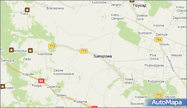 mapa Sułoszowa, Sułoszowa na mapie Targeo