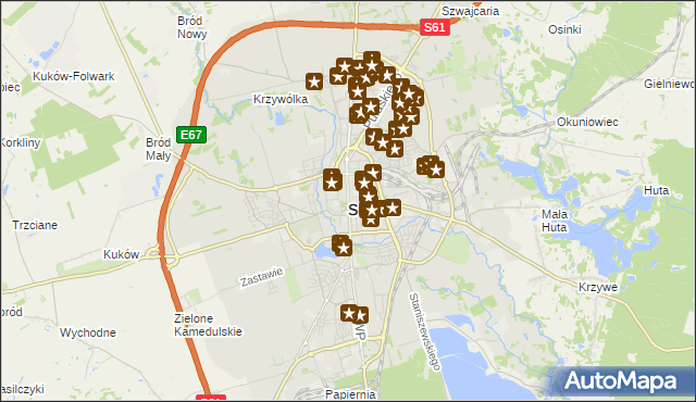 mapa Suwałk, Suwałki na mapie Targeo