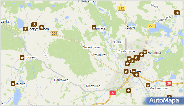 mapa Świątkowo gmina Bytów, Świątkowo gmina Bytów na mapie Targeo