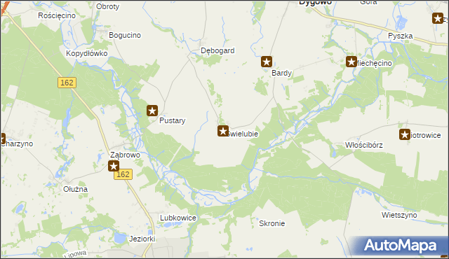 mapa Świelubie gmina Dygowo, Świelubie gmina Dygowo na mapie Targeo