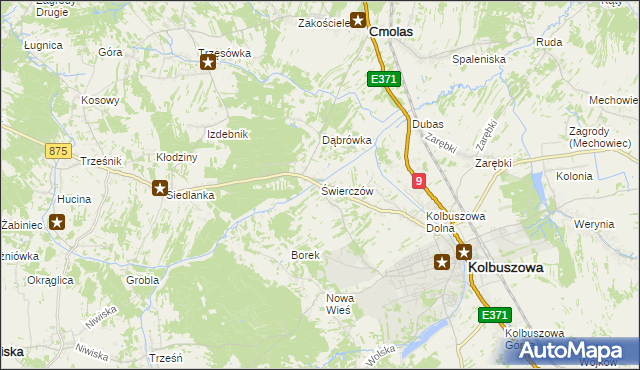 mapa Świerczów gmina Kolbuszowa, Świerczów gmina Kolbuszowa na mapie Targeo