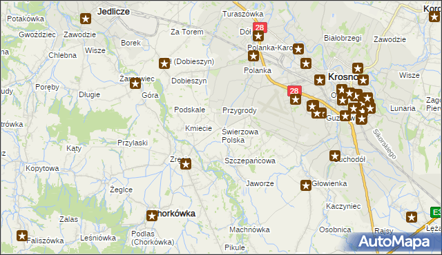 mapa Świerzowa Polska, Świerzowa Polska na mapie Targeo