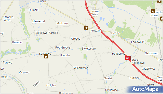 mapa Świętosław gmina Włocławek, Świętosław gmina Włocławek na mapie Targeo