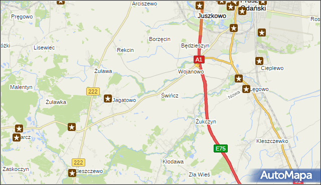 mapa Świńcz, Świńcz na mapie Targeo