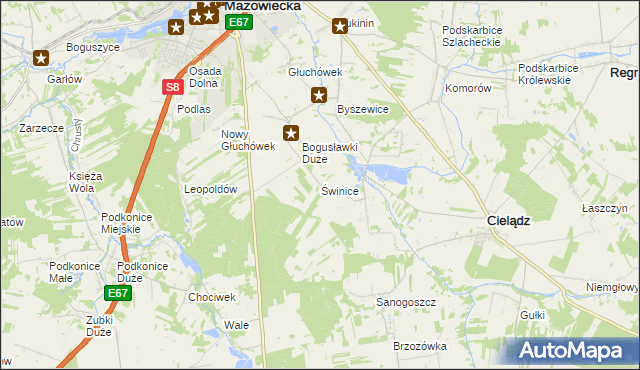 mapa Świnice gmina Rawa Mazowiecka, Świnice gmina Rawa Mazowiecka na mapie Targeo