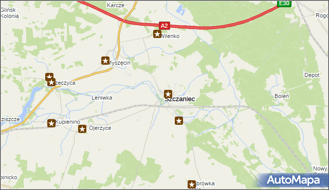 mapa Szczaniec, Szczaniec na mapie Targeo