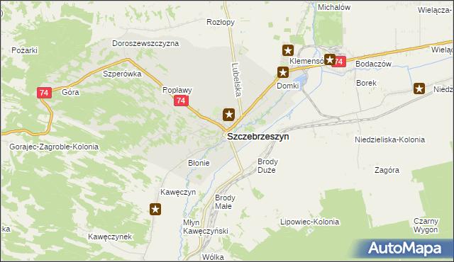 mapa Szczebrzeszyn, Szczebrzeszyn na mapie Targeo