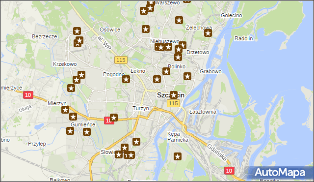 mapa Szczecina, Szczecin na mapie Targeo