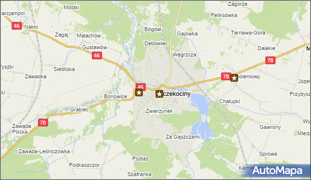 mapa Szczekociny, Szczekociny na mapie Targeo