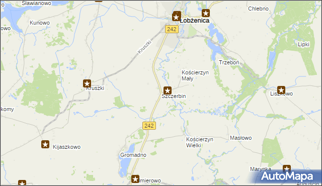 mapa Szczerbin gmina Łobżenica, Szczerbin gmina Łobżenica na mapie Targeo