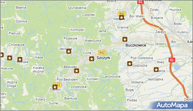 mapa Szczyrk, Szczyrk na mapie Targeo