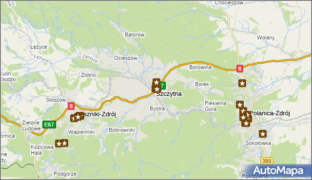 mapa Szczytna powiat kłodzki, Szczytna powiat kłodzki na mapie Targeo