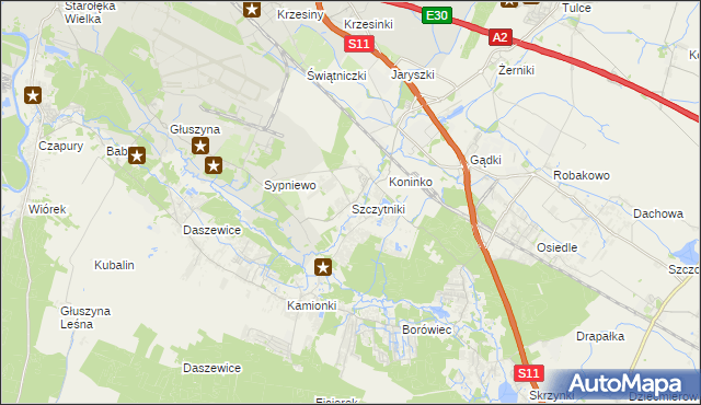 mapa Szczytniki gmina Kórnik, Szczytniki gmina Kórnik na mapie Targeo