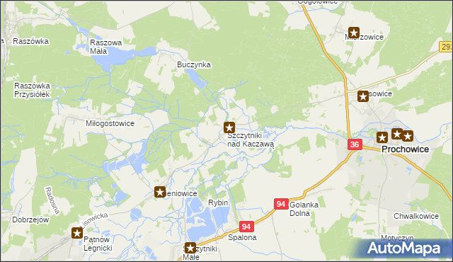 mapa Szczytniki nad Kaczawą, Szczytniki nad Kaczawą na mapie Targeo