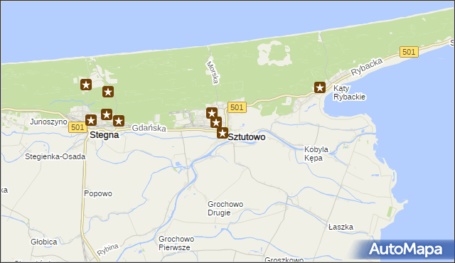 mapa Sztutowo, Sztutowo na mapie Targeo