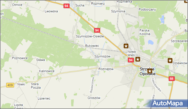 mapa Szymiszów, Szymiszów na mapie Targeo