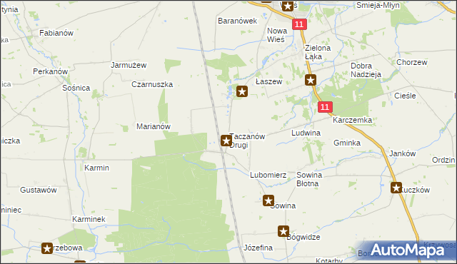 mapa Taczanów Drugi, Taczanów Drugi na mapie Targeo