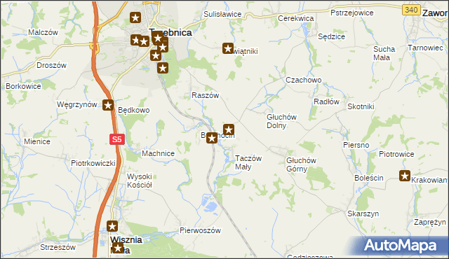 mapa Taczów Wielki, Taczów Wielki na mapie Targeo