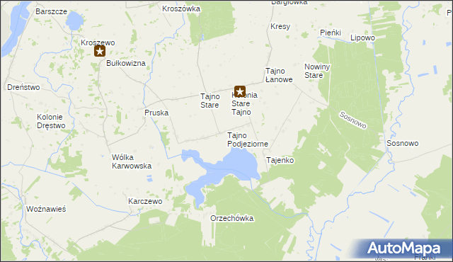 mapa Tajno Podjeziorne, Tajno Podjeziorne na mapie Targeo