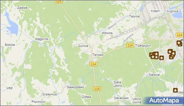 mapa Tanowo, Tanowo na mapie Targeo