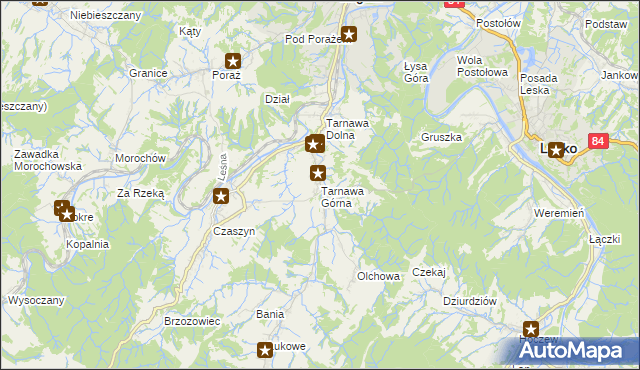 mapa Tarnawa Górna gmina Zagórz, Tarnawa Górna gmina Zagórz na mapie Targeo