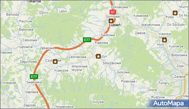 mapa Tenczyn, Tenczyn na mapie Targeo