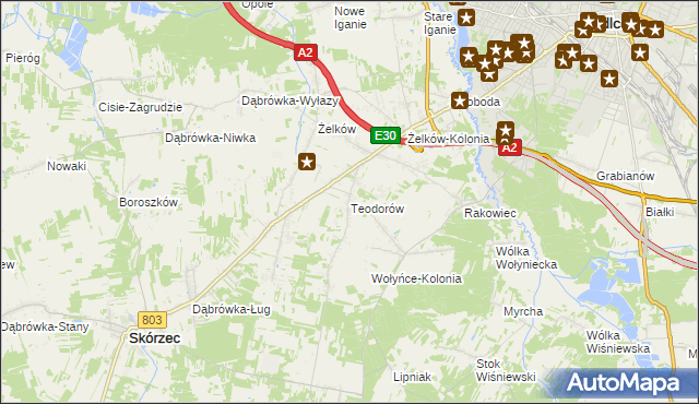 mapa Teodorów gmina Skórzec, Teodorów gmina Skórzec na mapie Targeo