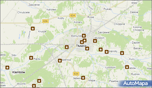 mapa Tłuszcz powiat wołomiński, Tłuszcz powiat wołomiński na mapie Targeo