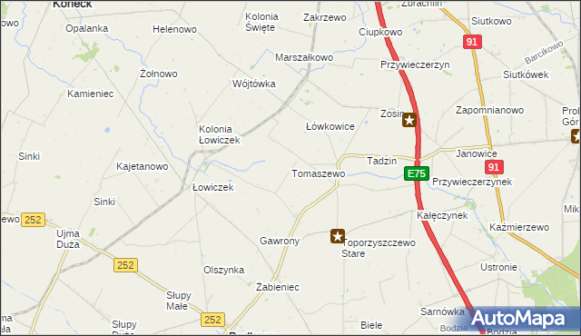 mapa Tomaszewo gmina Bądkowo, Tomaszewo gmina Bądkowo na mapie Targeo