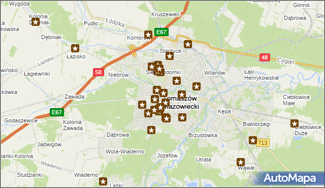 mapa Tomaszów Mazowiecki, Tomaszów Mazowiecki na mapie Targeo