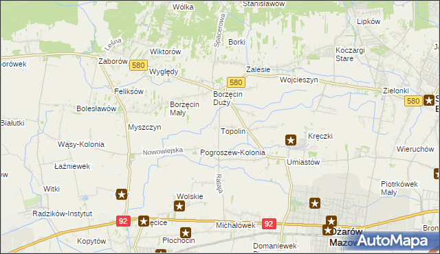 mapa Topolin gmina Stare Babice, Topolin gmina Stare Babice na mapie Targeo