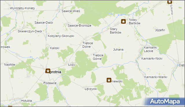 mapa Trębice Górne, Trębice Górne na mapie Targeo