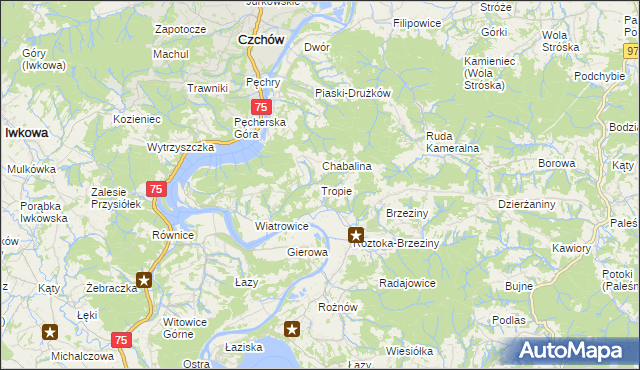 mapa Tropie gmina Gródek nad Dunajcem, Tropie gmina Gródek nad Dunajcem na mapie Targeo