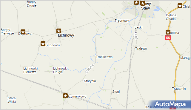 mapa Tropiszewo, Tropiszewo na mapie Targeo