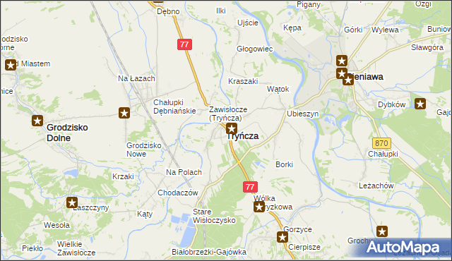 mapa Tryńcza, Tryńcza na mapie Targeo