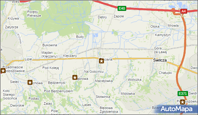 mapa Trzciana gmina Świlcza, Trzciana gmina Świlcza na mapie Targeo