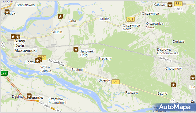 mapa Trzciany gmina Jabłonna, Trzciany gmina Jabłonna na mapie Targeo