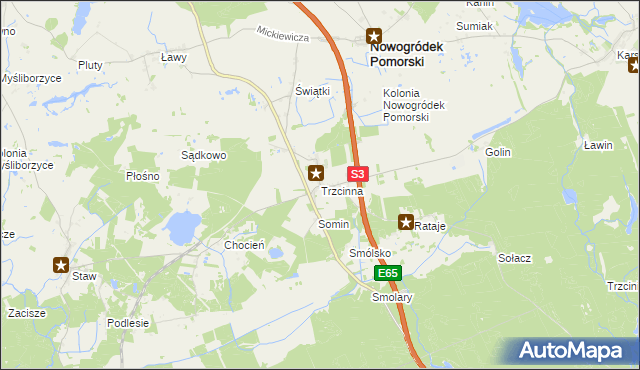 mapa Trzcinna, Trzcinna na mapie Targeo