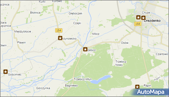 mapa Trzebicz gmina Drezdenko, Trzebicz gmina Drezdenko na mapie Targeo
