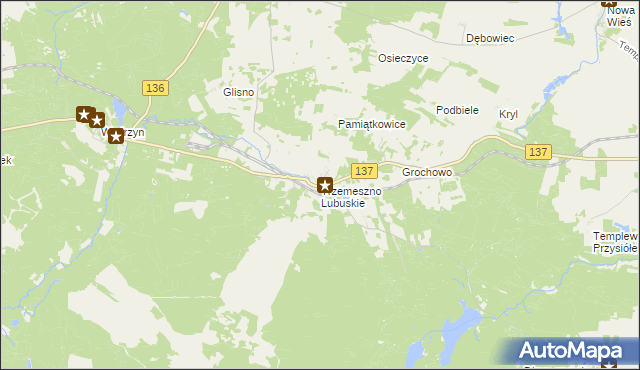 mapa Trzemeszno Lubuskie, Trzemeszno Lubuskie na mapie Targeo