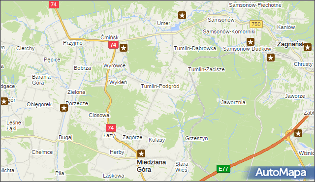 mapa Tumlin-Wykień, Tumlin-Wykień na mapie Targeo