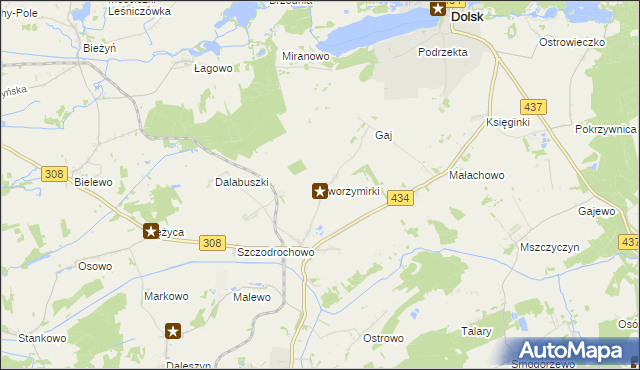 mapa Tworzymirki gmina Gostyń, Tworzymirki gmina Gostyń na mapie Targeo