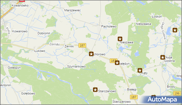 mapa Uchorowo, Uchorowo na mapie Targeo