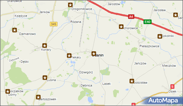 mapa Udanin, Udanin na mapie Targeo