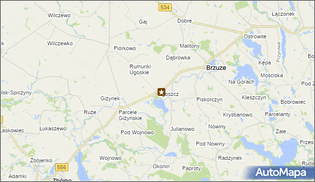 mapa Ugoszcz gmina Brzuze, Ugoszcz gmina Brzuze na mapie Targeo