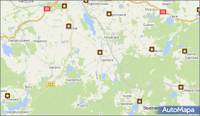 mapa Ugoszcz gmina Studzienice, Ugoszcz gmina Studzienice na mapie Targeo