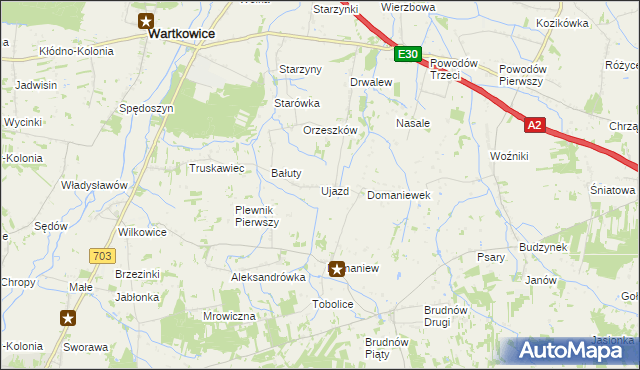 mapa Ujazd gmina Wartkowice, Ujazd gmina Wartkowice na mapie Targeo
