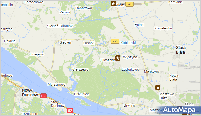 mapa Ulaszewo, Ulaszewo na mapie Targeo